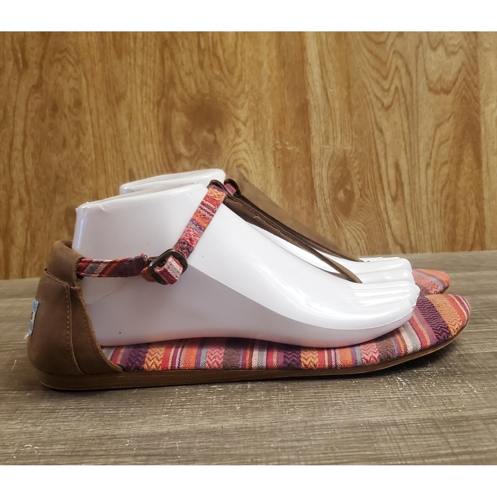 Toms Playa Tribal Boho T-Strap Sandals Women's Size 9 Multicolor